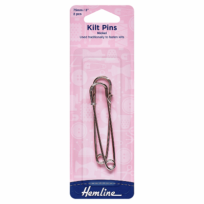 H412 Kilt Pins: 75mm: Nickel: 2 Pieces